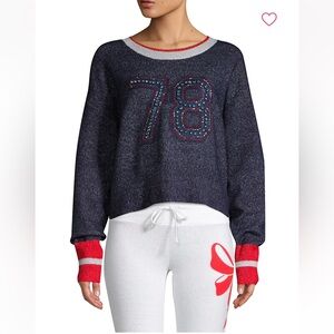 Wildfox Navy Sweater with Red Accents